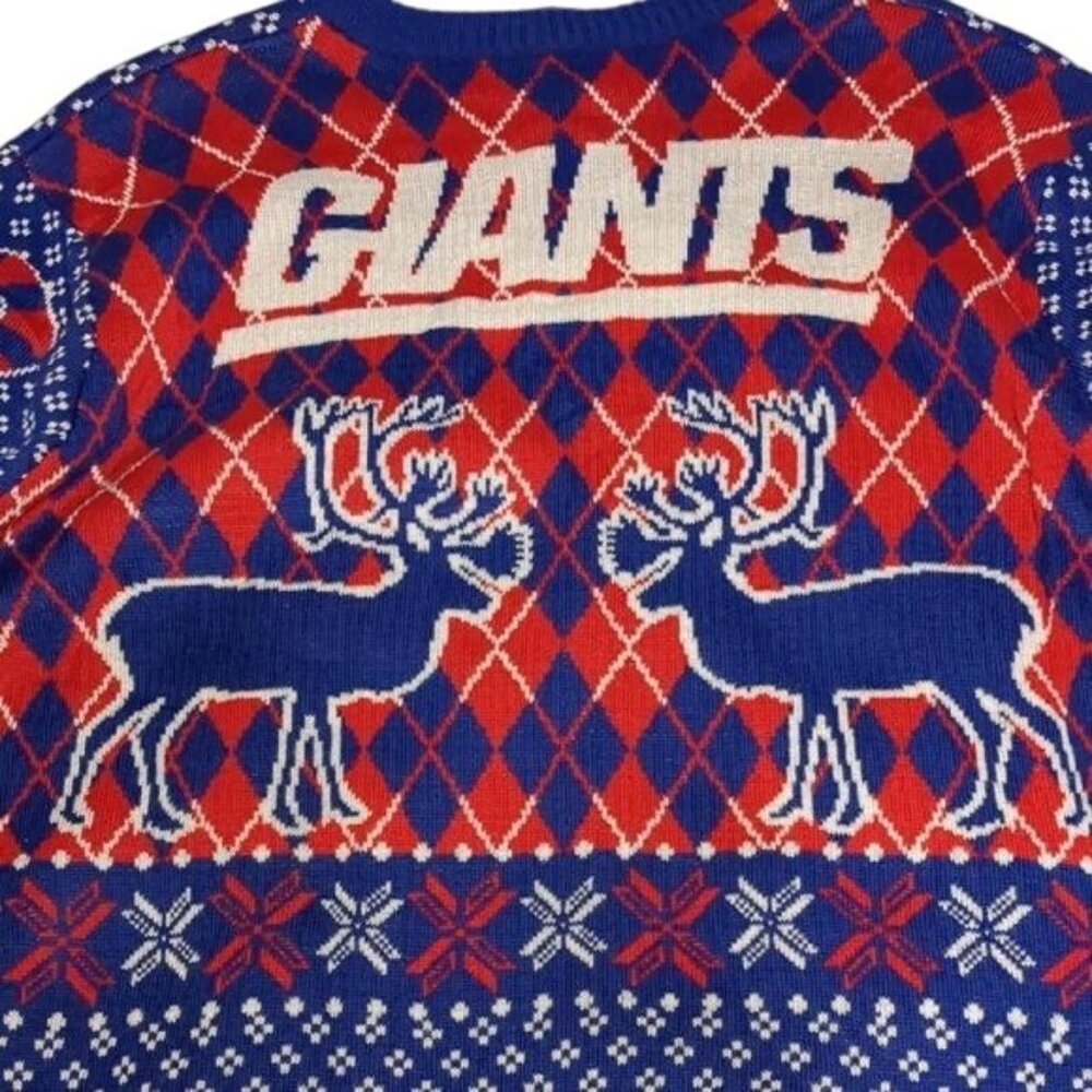 NY Giants NFL Blue & Red Ugly Christmas Sweater L - Picture 5 of 10